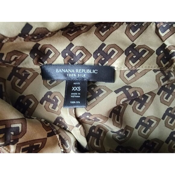 BANANA REPUBLIC Enchant Silk Shirtdress XXS BR Geo Print Dress #444359 - Picture 3 of 7